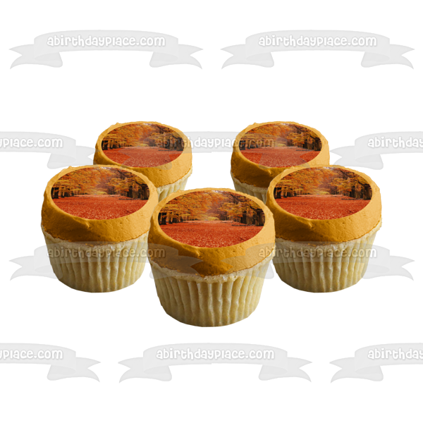 Imagen comestible para decoración de tarta con hojas y árboles de otoño ABPID52614 