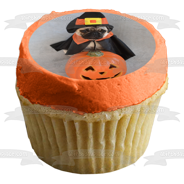 Imagen de decoración comestible para tarta de Pug de Halloween de Trick R Treat ABPID52624 