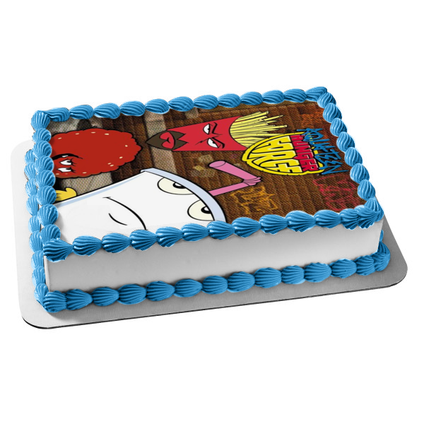 Aqua Teen Hunger Force Athf Animación de natación para adultos Master Shake Frylock Meatwad Edible Cake Topper Imagen ABPID52631 