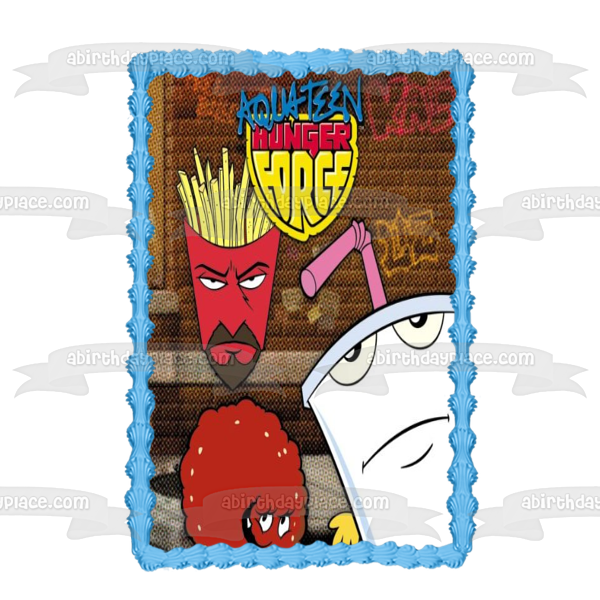 Aqua Teen Hunger Force Athf Animación de natación para adultos Master Shake Frylock Meatwad Edible Cake Topper Imagen ABPID52631 