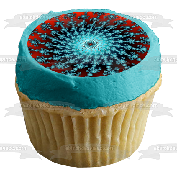 Adorno comestible para tarta con patrón en espiral, azul y naranja, imagen ABPID52526 