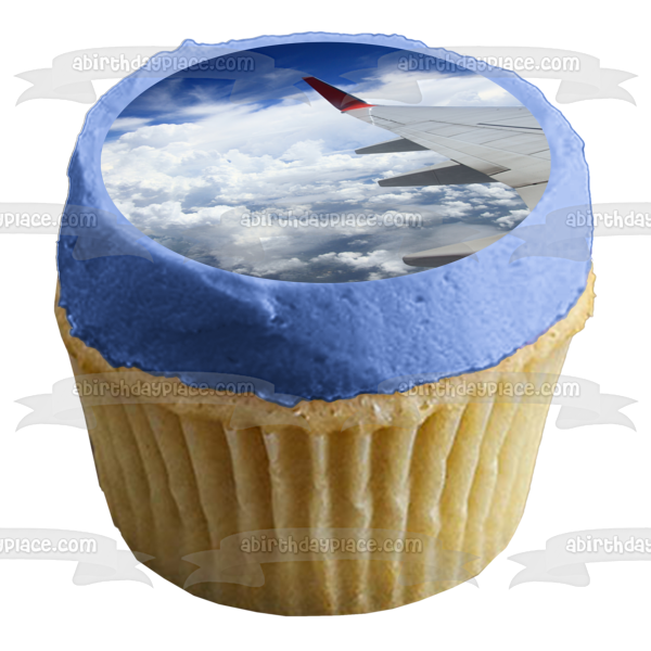 Airplane Window View Airplane Wing Clouds Edible Cake Topper Image ABPID52527