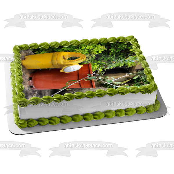 Regadera de jardinería Plantas en maceta Adorno comestible para pastel Imagen ABPID52536 