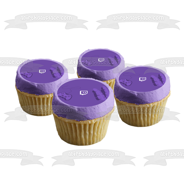 Imagen de decoración comestible para tarta con el logotipo de Twitch, servicio de transmisión de vídeo, ABPID52539 