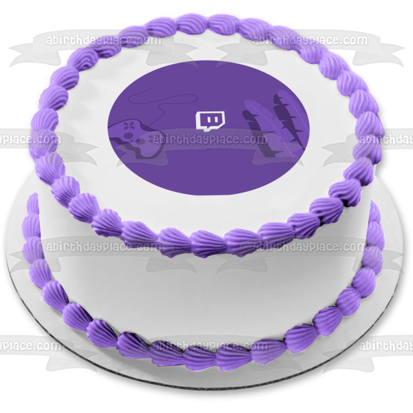 Imagen de decoración comestible para tarta con el logotipo de Twitch, servicio de transmisión de vídeo, ABPID52539 