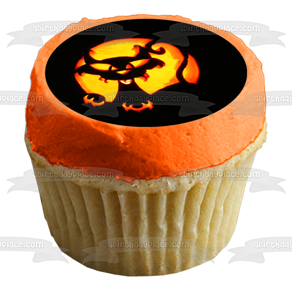 Imagen comestible para decoración de tarta con diseño de gato aterrador de Feliz Halloween ABPID52682 