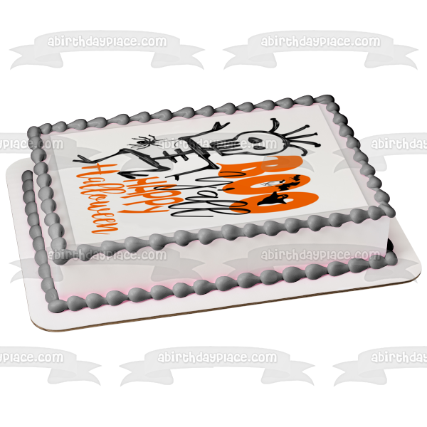 Boo Ya'll Happy Halloween Esqueleto Araña Fantasmas Murciélagos Decoración comestible para tarta Imagen ABPID52690 