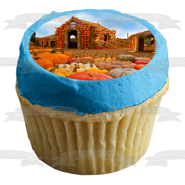 Imagen de decoración comestible para tarta de Happy Halloween Pumpkin Houses ABPID52692 