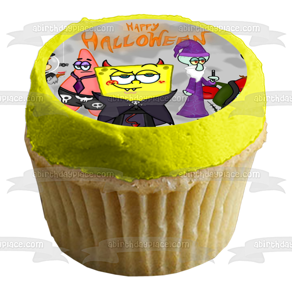 SpongeBob SquarePants Happy Halloween Patrick Sandy Mr. Krabs Gary Squidword Plankton Halloween Costumes Edible Cake Topper Image ABPID52706