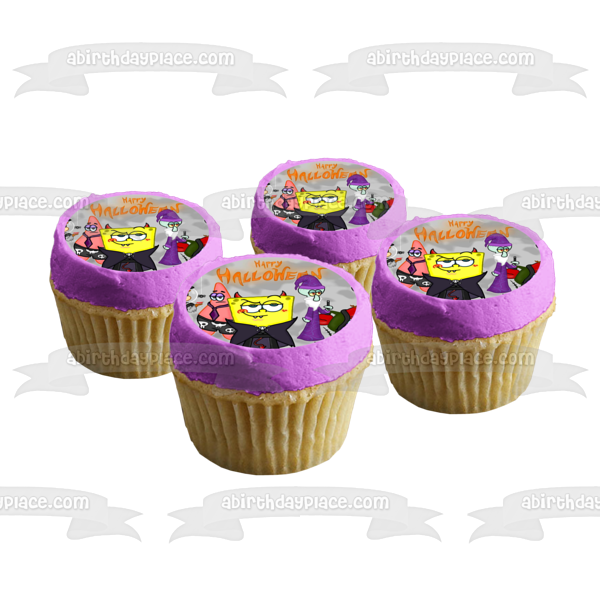 SpongeBob SquarePants Happy Halloween Patrick Sandy Mr. Krabs Gary Squidword Plankton Halloween Costumes Edible Cake Topper Image ABPID52706