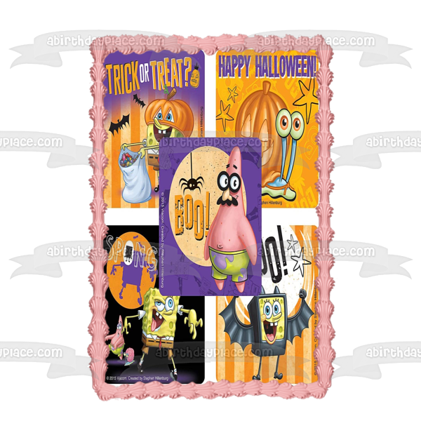 Bob Esponja Pantalones Cuadrados Truco o Trato Feliz Halloween Scary Patrick Gary Disfraces Calabaza Adorno comestible para pastel Imagen ABPID52707 