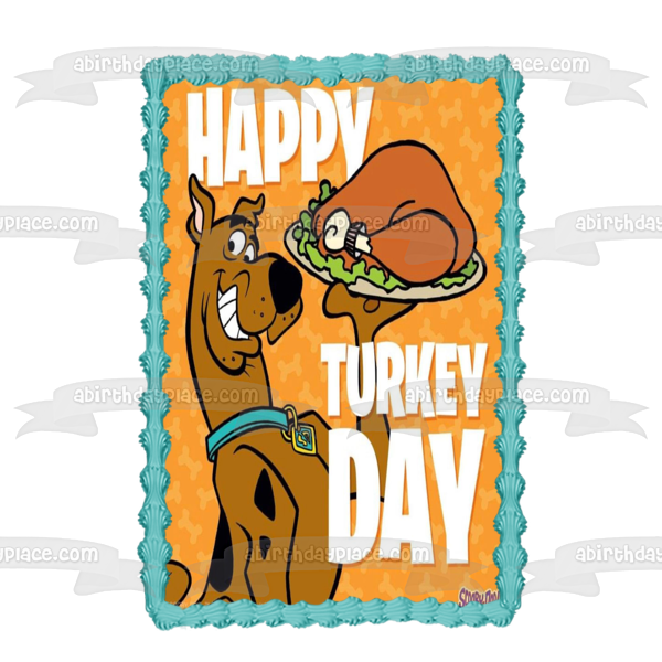 Scooby-Doo Feliz Día del Pavo Feliz Día de Acción de Gracias Pavo Adorno comestible para tarta Imagen ABPID52725 