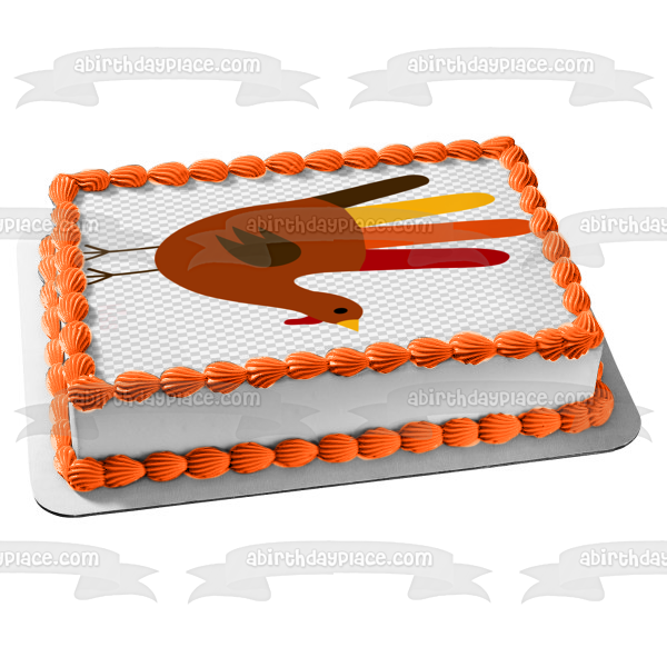 Imagen de decoración comestible para tarta de pavo con huella de mano de Acción de Gracias feliz ABPID52728 