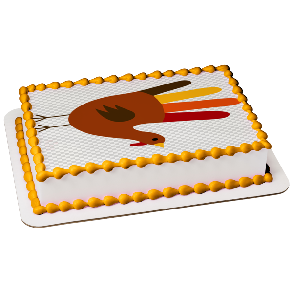 Imagen de decoración comestible para tarta de pavo con huella de mano de Acción de Gracias feliz ABPID52728 