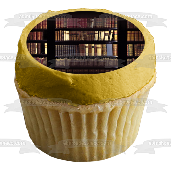 Library Books and Shelves Edible Cake Topper Image ABPID52924