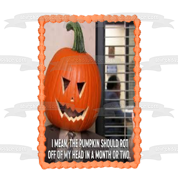 The Office Happy Halloween Meme Dwight Cabeza de calabaza Imagen comestible para decoración de tarta ABPID52763 