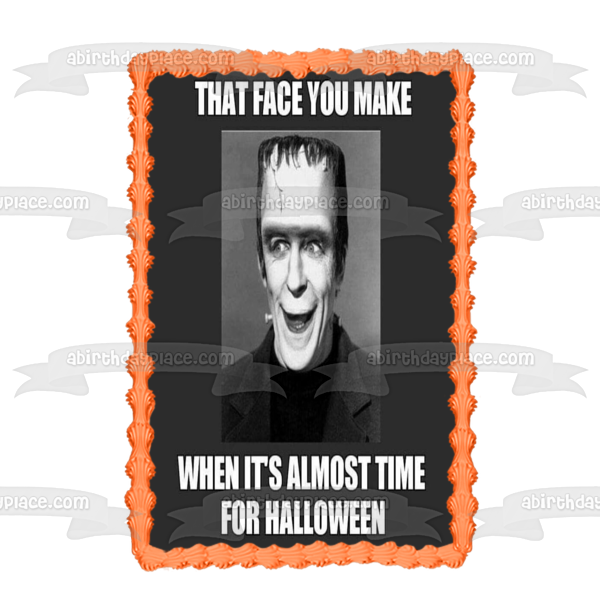 Frankenstein Feliz Halloween Meme Frankenstein Sonriendo Imagen comestible para decoración de tarta ABPID52765 