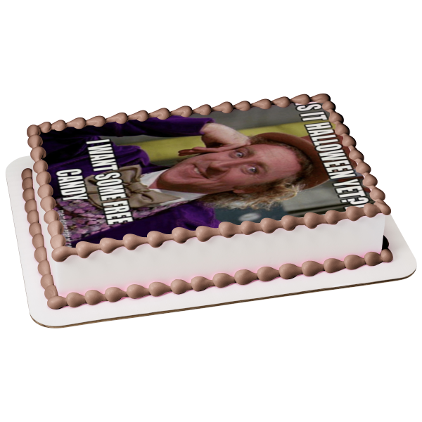 Willy Wonka y la fábrica de chocolate Meme de Halloween Willy Wonka Adorno comestible para tarta Imagen ABPID52768 