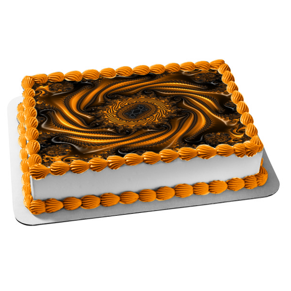 Adorno comestible para tarta con diseño de espiral dorada, imagen ABPID52933 