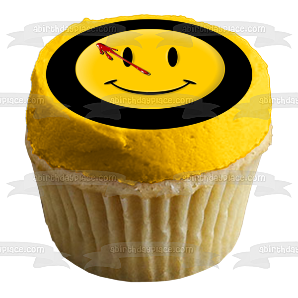 Watchmen Alan Moore Comedian Comic Book TV Series Bloody Smiley Face Badge Edible Cake Topper Image ABPID52781