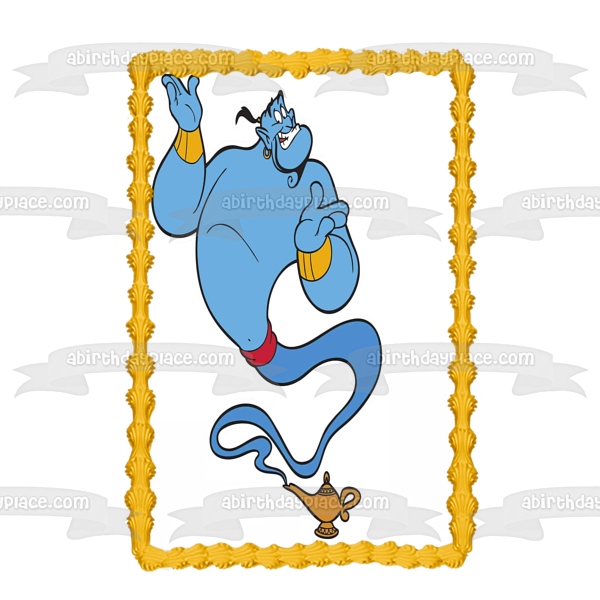 Imagen comestible para decoración de tarta comestible animada del genio de la lámpara Aladdin Robin Williams de Disney ABPID52797 