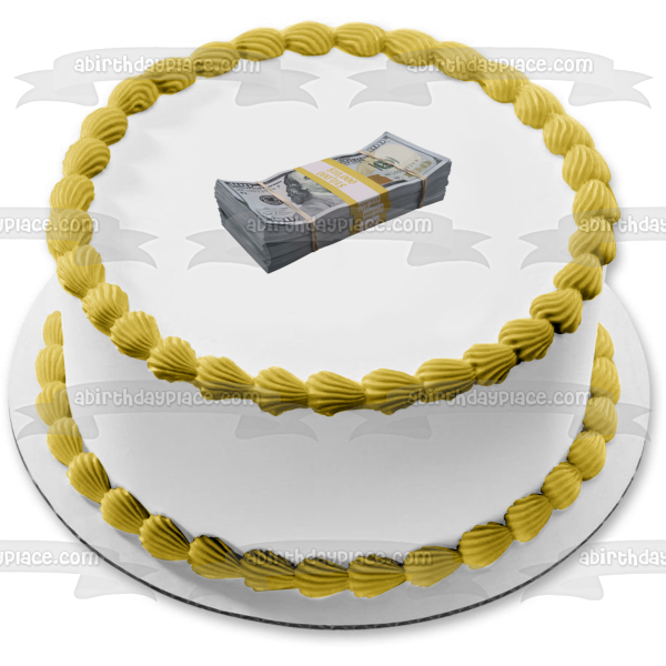 Stack of 100 Dollar Bills Cash Money Edible Cake Topper Image ABPID52953