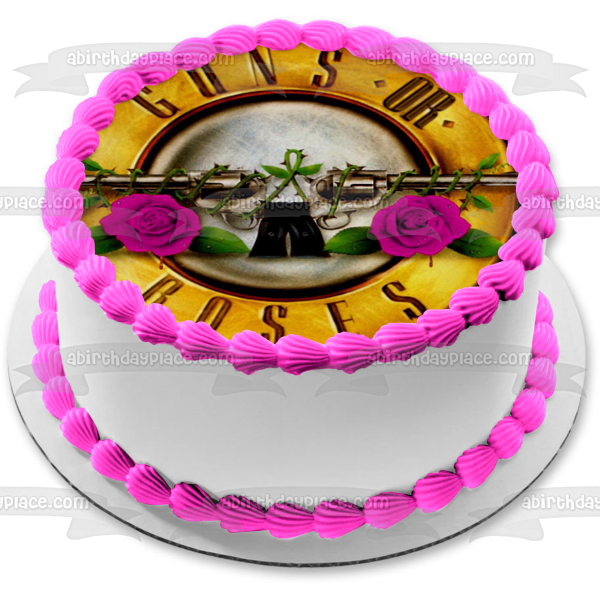 Guns or Roses Gender Reveal Edible Cake Topper Image ABPID53018