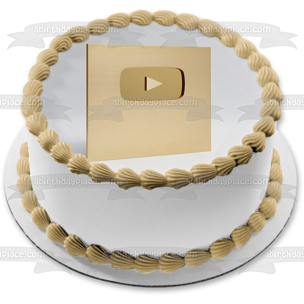 Youtube Golden Play Button Award Edible Cake Topper Image ABPID53022