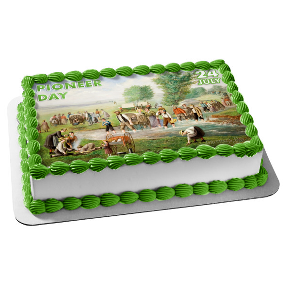 Pioneer Day July 24th Wagons Pioneers Edible Cake Topper Image ABPID54135