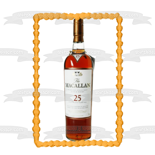 Macallan 25 Scotch Whisky Bottle Edible Cake Topper Image ABPID53337