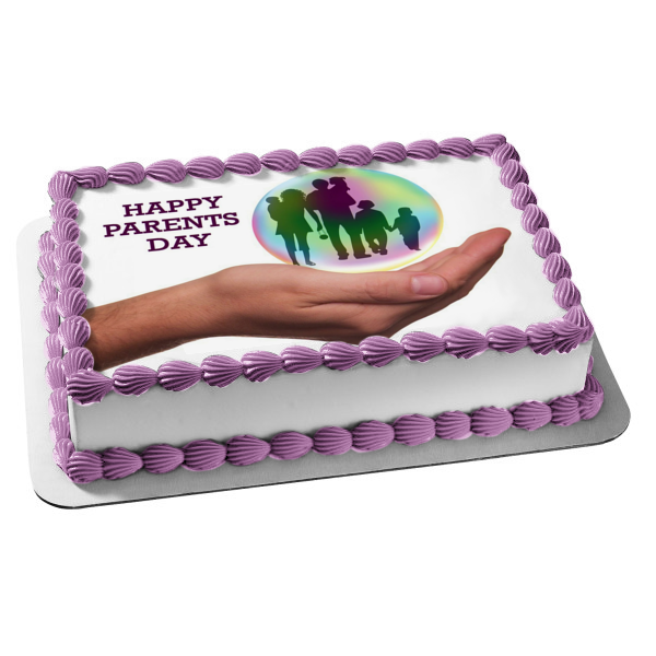 Happy Parents Day Family Silhouette Edible Cake Topper Image ABPID54140