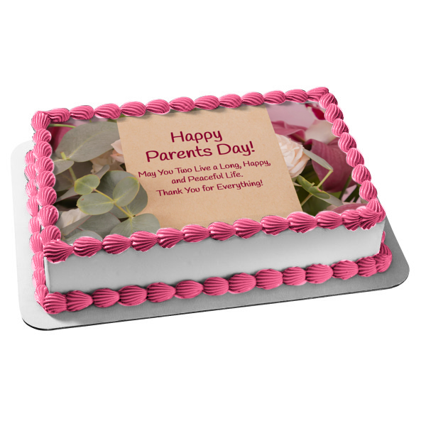 Happy Parents Day Flowers Edible Cake Topper Image ABPID54142