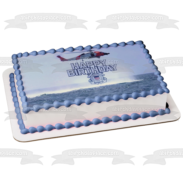 Happy Birthday U.S. Coast Guard Edible Cake Topper Image ABPID54151