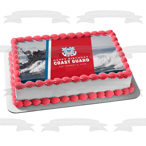 Happy Birthday U.S. Coast Guard Edible Cake Topper Image ABPID54152