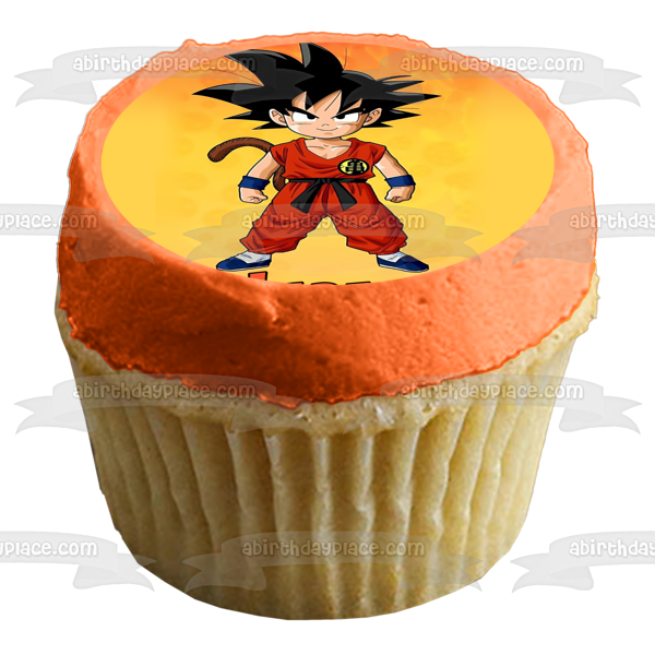 Young Goku Dbz Dragon Ball Z Anime Serie Animada Feliz Cumpleaños Nombre Personalizado Adorno Comestible Para Tarta Imagen ABPID53185 