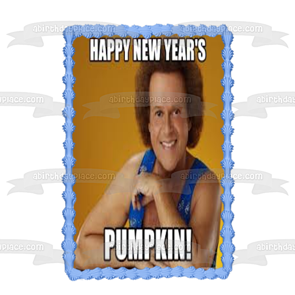 Happy New Year's Pumpkin! Richard Simmons New Year Resolutions Edible Cake Topper Image ABPID53551