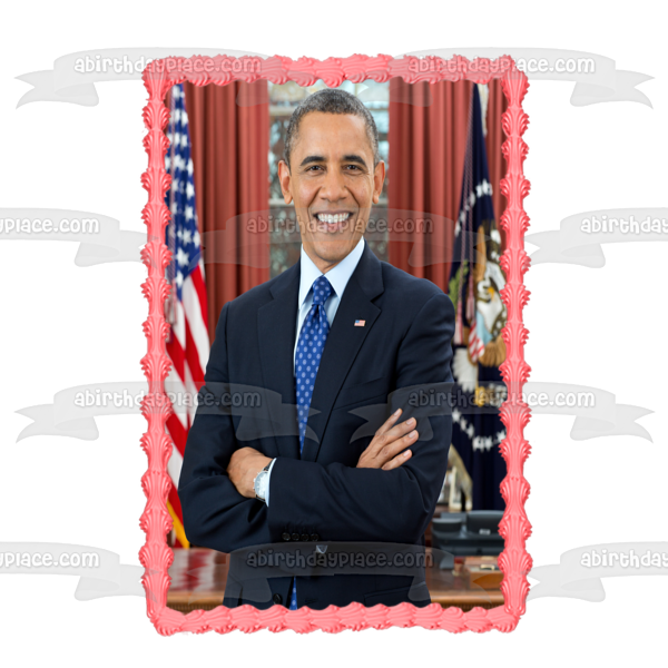 Barak Obama Day American Flag Edible Cake Topper Image ABPID54155