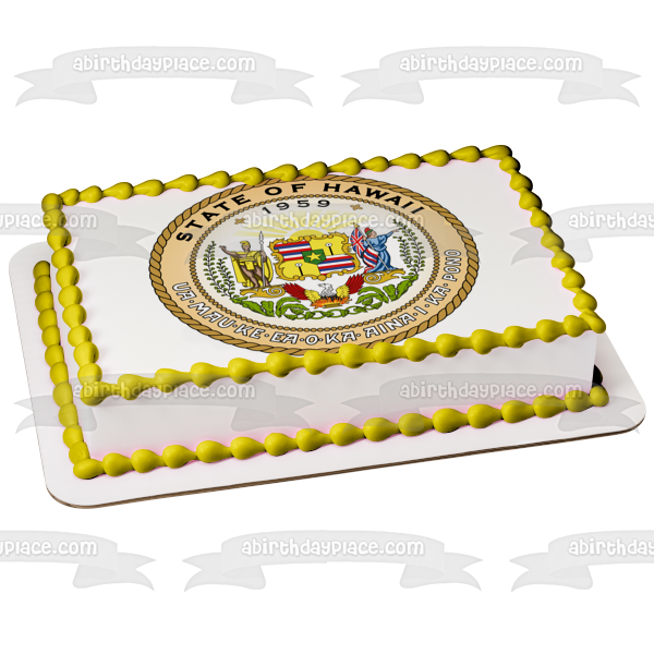 Happy Hawaii Statehood Day Hawaii State Seal Edible Cake Topper Image ABPID54176