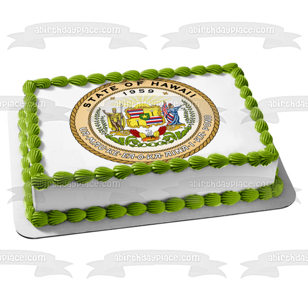 Happy Hawaii Statehood Day Hawaii State Seal Edible Cake Topper Image ABPID54176