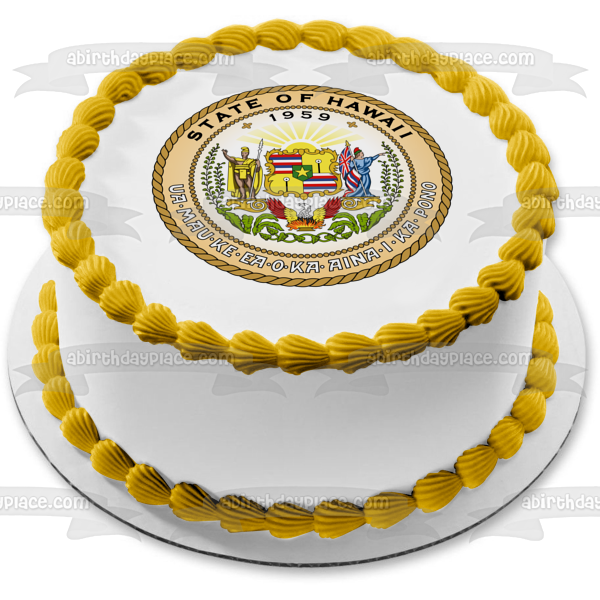 Happy Hawaii Statehood Day Hawaii State Seal Edible Cake Topper Image ABPID54176