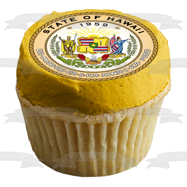 Happy Hawaii Statehood Day Hawaii State Seal Edible Cake Topper Image ABPID54176