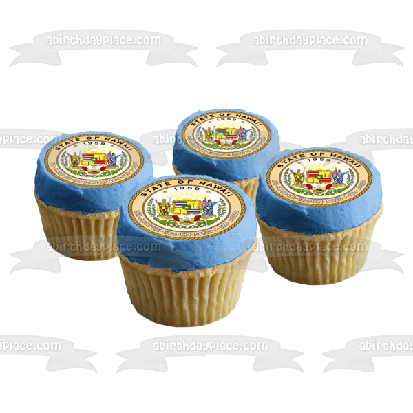 Happy Hawaii Statehood Day Hawaii State Seal Edible Cake Topper Image ABPID54176