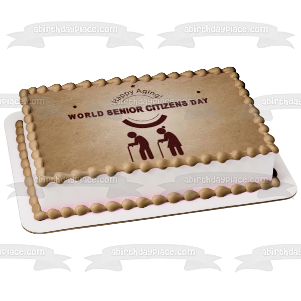 World Senior Citizens Day "Happy Aging!" Edible Cake Topper Image ABPID54177