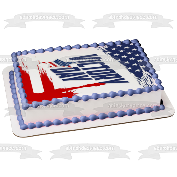 Victory Day Statue of Liberty American Flag Edible Cake Topper Image ABPID54160