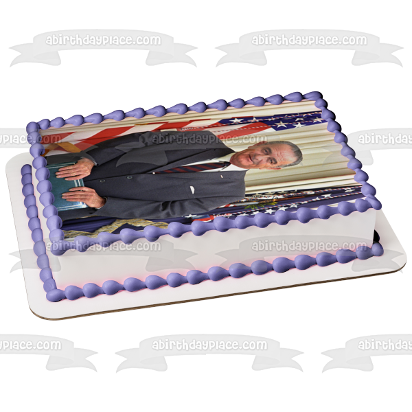 Lbj Lyndon B. Johnson Día Bandera Americana Decoración comestible para tarta Imagen ABPID54183 