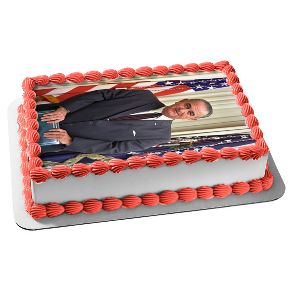 Lbj Lyndon B. Johnson Day American Flag Edible Cake Topper Image ABPID54183