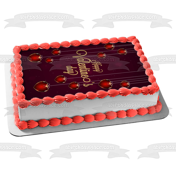 Feliz día de San Valentín Corazones rojos Adorno comestible para tarta Imagen ABPID53575 