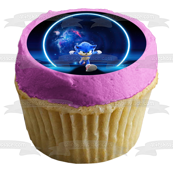 Imagen comestible para decoración de tarta de Sonic corriendo por el universo ABPID53625 