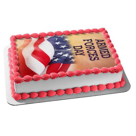 Armed Forces Day American Flag Edible Cake Topper Image ABPID53832