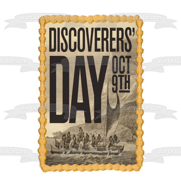 Discoverers' Day October 9th Discoverers' Edible Cake Topper Image ABPID54278